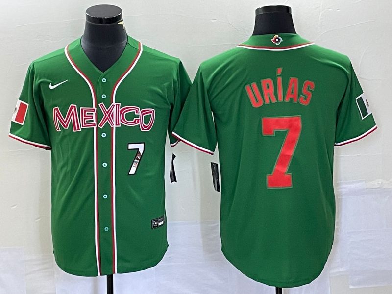 Men 2023 World Cub Mexico #7 Urias Green orange Nike MLB Jersey8->more jerseys->MLB Jersey